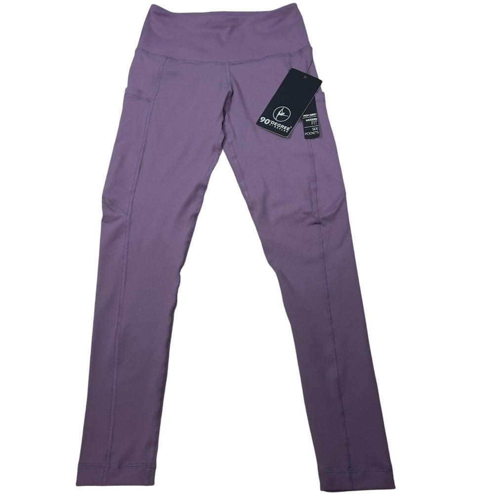 90 Degree by Reflex Modern Fit High Waist Leggings XS Ankle Side‎ Pockets Purple - Picture 3 of 11